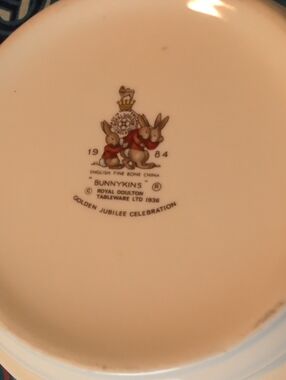 Royal Doulton Bunnykins Plate in Cream with Red Accents